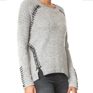 Generation Love Sweater, Grey, Ribbed w/ Leather
